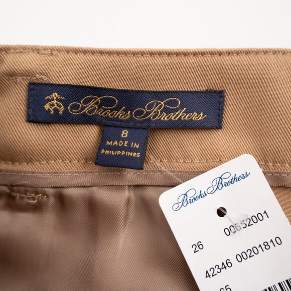 NEW BROOKS BROTHERS tan pleated trousers size 8 - Picture 2 of 10